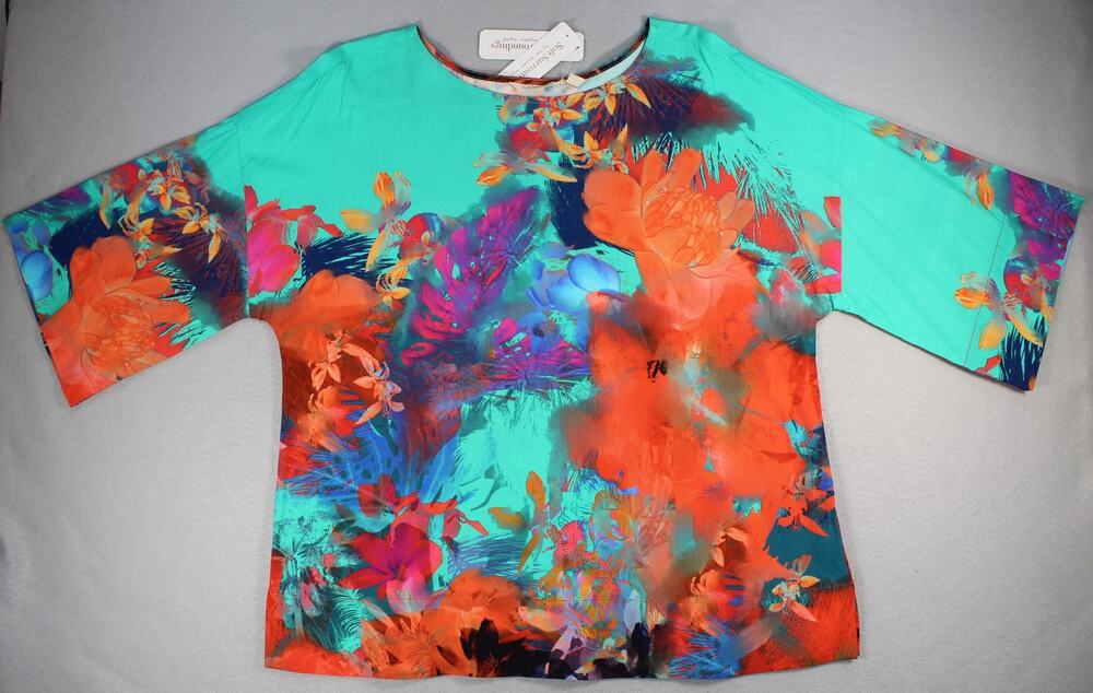 Soft Surroundings Blouse Womens M Multicolor Imaginary Top Floral Kimono Print